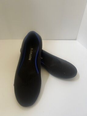 Rothy's Black Flats with Blue Trim